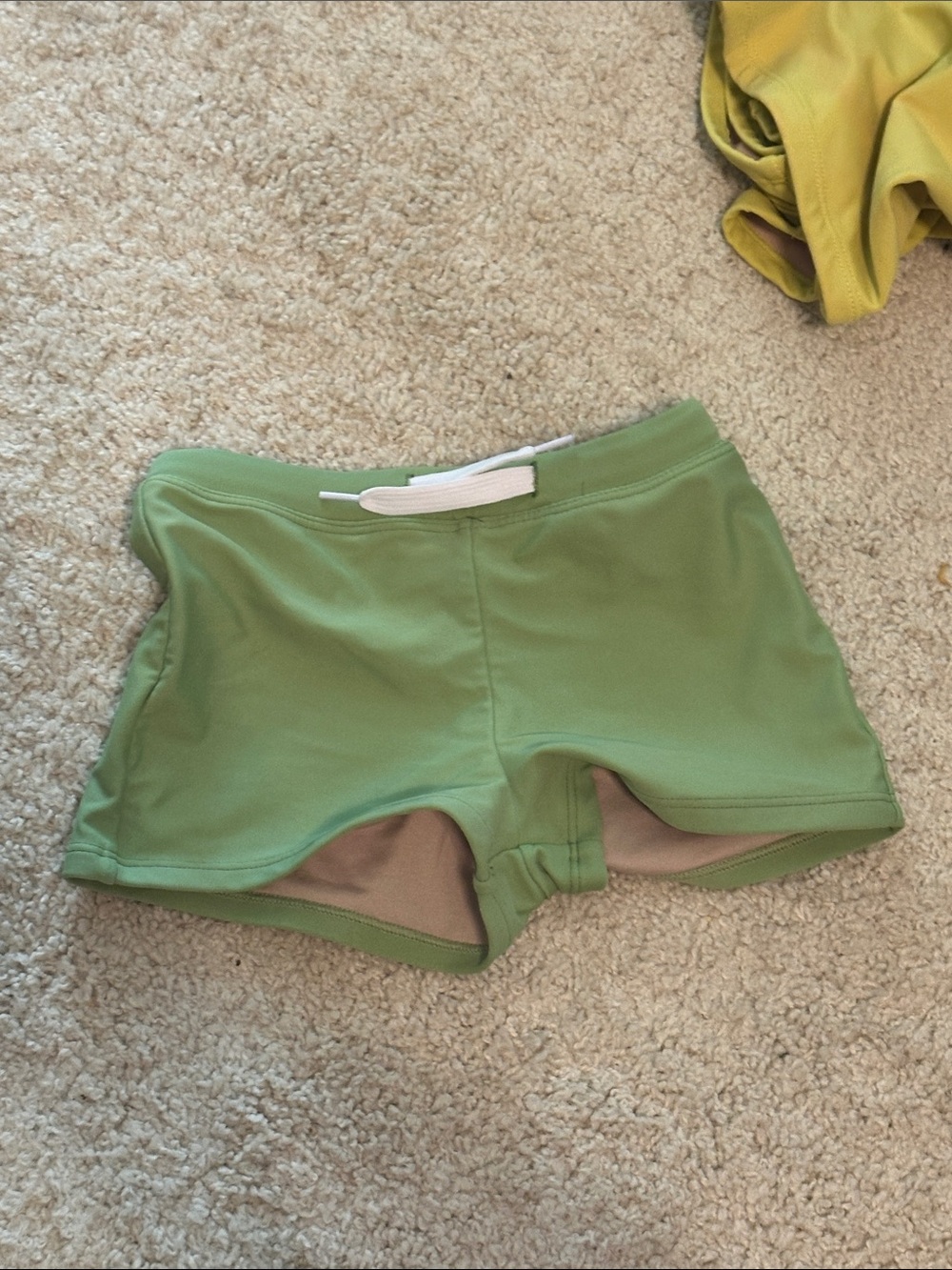 Kortni Jeane Light Green Swim Shorts with White Drawstring